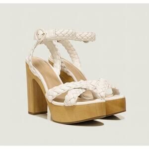 Veronica Beard white Gael  Braided Ankle-Strap Platform Sandals size 9